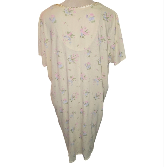 CottageCore Nightgown Floral Vintage Waffle Satin Details - Picture 5 of 9